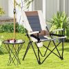 Folding Camping Chair with Cup Holder Armrest and Lumbar Pillow-Color Multicolor