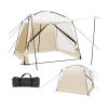 10 x 10 Feet Screened Canopy Tent w/ Vestibule and Zippered Door-Color Beige