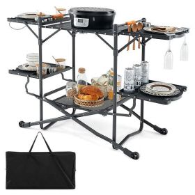 Folding Portable Outdoor Cook Station with Heat-Resistant Aluminum