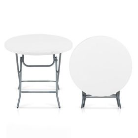 32 Inch Round Folding Table with Thick Tabletop for Picnic