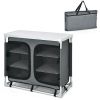 Outdoor Camping Cooking Table with Storage Organizer