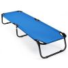 Folding Camping Bed Outdoor Portable Military Cot Sleeping Hiking - Color: Blue