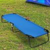 Folding Camping Bed Outdoor Portable Military Cot Sleeping Hiking - Color: Blue