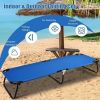 Folding Camping Bed Outdoor Portable Military Cot Sleeping Hiking - Color: Blue