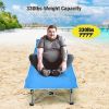 Folding Camping Cot with Side Storage Pocket Detachable Headrest-Blue-Color Blue