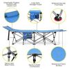 Folding Camping Cot with Side Storage Pocket Detachable Headrest-Blue-Color Blue