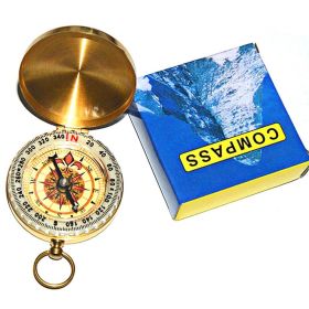 Outdoor Multifunctional Pure Copper Flip Cover Luminous Compass; Pocket Watch