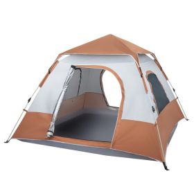 Spring Quick Opening Four-Person Family Tent, Brown 