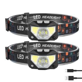 Rechargeable Motion Sensor Headlamp, 6 Light Modes, 2 Packs 