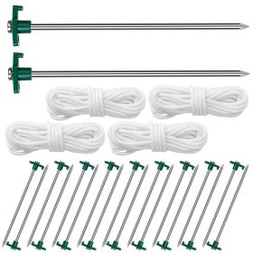 Tent Pegs Ropes Set 20Pcs 9.8in Heavy Duty Tent Stakes Nails Spike with 4x