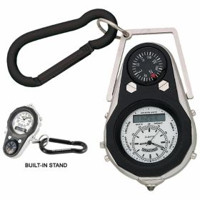 Field and Stream F165FOBW Compass Thermometer Carabiner Alarm Pocket Watch