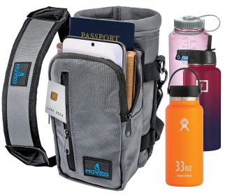 Water Bottle Holder Carrier Bottle Cooler w Adjustable Shoulder Strap and Front