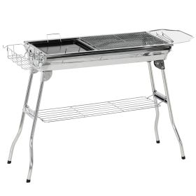 Outsunny Charcoal Grill Stainless Steel Portable Folding BBQ