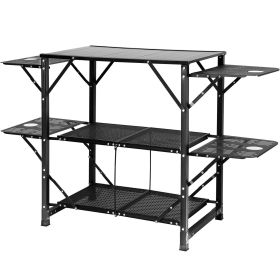 VEVOR Portable Camping Kitchen Table w/ Carrying Bag 4 Side Tables and 2 Shelves