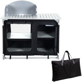 VEVOR Aluminum Portable Camping Kitchen Detachable Windscreen Storage Organizer