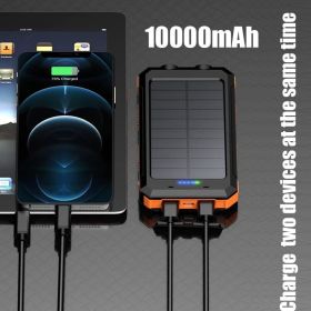 10000mAh Portable Fast Charging Power Bank with Solar Charging & Flashlight