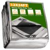 12x24ft Heavy Duty Poly Tarp - Silver+Black for Camping & Outdoor Use