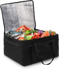 Insulated Food Delivery Bag 13" x 14" x 8". Pack of 2 Black Insulated Bags for