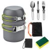 Camping Cookware Set with Foldable Knife and Fork - 8Pcs Aluminum Kit