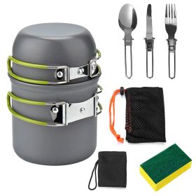 Camping Cookware Set with Foldable Knife and Fork - 8Pcs Aluminum Kit