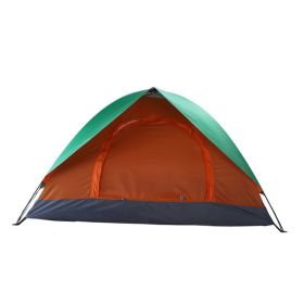 Double Door Camping Dome Tent in Orange and Green for 2-Person Use