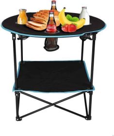 Bosonshop Folding Table Travel Camping Picnic Collapsible Round Table with 4