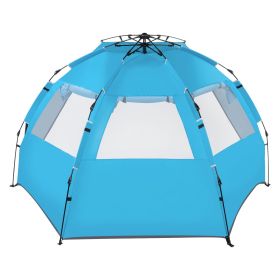 Fiberglass Pole O X ford Cloth Quick-Open Tent -Blue