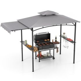10.5 x 5FT Grill Gazebo with Side Awning & Double-Tiered Top