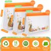 Orange 12 Pack Reusable Food Storage Bags Stand Up - Leakproof Reusable Freezer