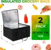 Insulated Food Delivery Bag 13" x 14" x 8". Pack of 2 Black Insulated Bags for