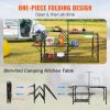 VEVOR Portable Camping Kitchen Table w/ Carrying Bag 3 Side Tables and 2 Shelves