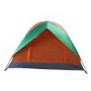 Double Door Camping Dome Tent in Orange and Green for 2-Person Use