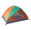 Double Door Camping Dome Tent in Orange and Green for 2-Person Use
