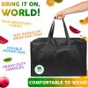 Insulated Food Delivery Bag 13" x 14" x 8". Pack of 2 Black Insulated Bags for