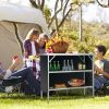 Folding Camping Table with 2Tier Open Shelves for Outdoor BBQ