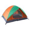 Double Door Camping Dome Tent in Orange and Green for 2-Person Use