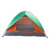 Double Door Camping Dome Tent in Orange and Green for 2-Person Use