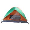 Double Door Camping Dome Tent in Orange and Green for 2-Person Use