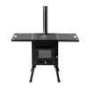 Black Iron Panel Camping Stove with Chimney - 77.54149cm