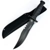 Fixed Blade Knife with Nylon Sheath in NonSlip Handle and Black High Carbon