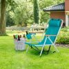 Folding Beach Chair with Cup Holder and Wooden Armrests - 4 Position