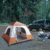 Spring Quick Opening Four-Person Family Tent, Brown 