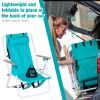Folding Beach Chair with Cup Holder and Wooden Armrests - 4 Position