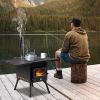 Black Iron Panel Camping Stove with Chimney - 77.54149cm