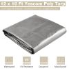 12x16ft Heavy Duty Poly Tarp - Silver+Black for Camping & Outdoor Use