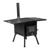 Black Iron Panel Camping Stove with Chimney - 77.54149cm