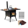 Black Iron Panel Camping Stove with Chimney - 77.54149cm