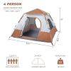 Spring Quick Opening Four-Person Family Tent, Brown 