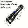 USB Chargeable Strong Light Handheld Flashlight; Plastic Material