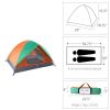Double Door Camping Dome Tent in Orange and Green for 2-Person Use